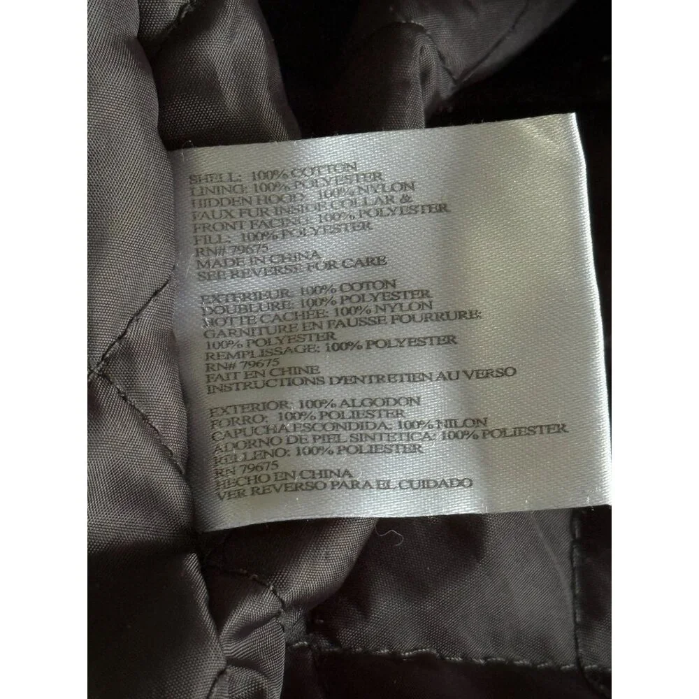 Michael Kors Womens Brown Quilted Jacket Fleece Edge Accent Hidden-Hood Size M - Picture 9 of 10